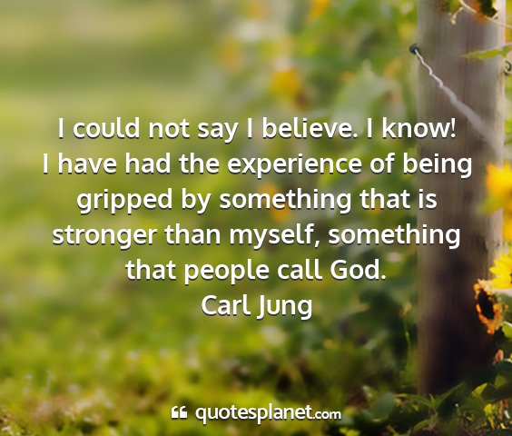 Carl jung - i could not say i believe. i know! i have had the...