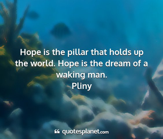 Pliny - hope is the pillar that holds up the world. hope...