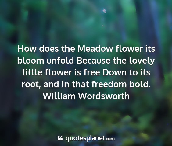 William wordsworth - how does the meadow flower its bloom unfold...