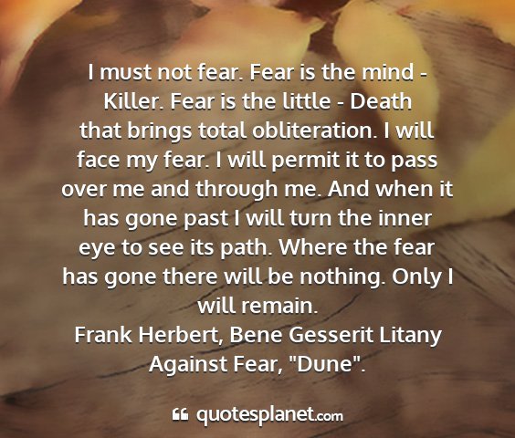 Frank herbert, bene gesserit litany against fear, 