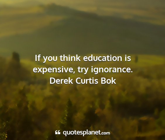 Derek curtis bok - if you think education is expensive, try...