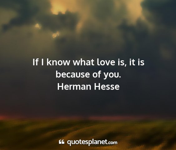 Herman hesse - if i know what love is, it is because of you....